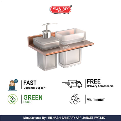 Soap Dispenser & Tumbler Holder Dual Rose Gold