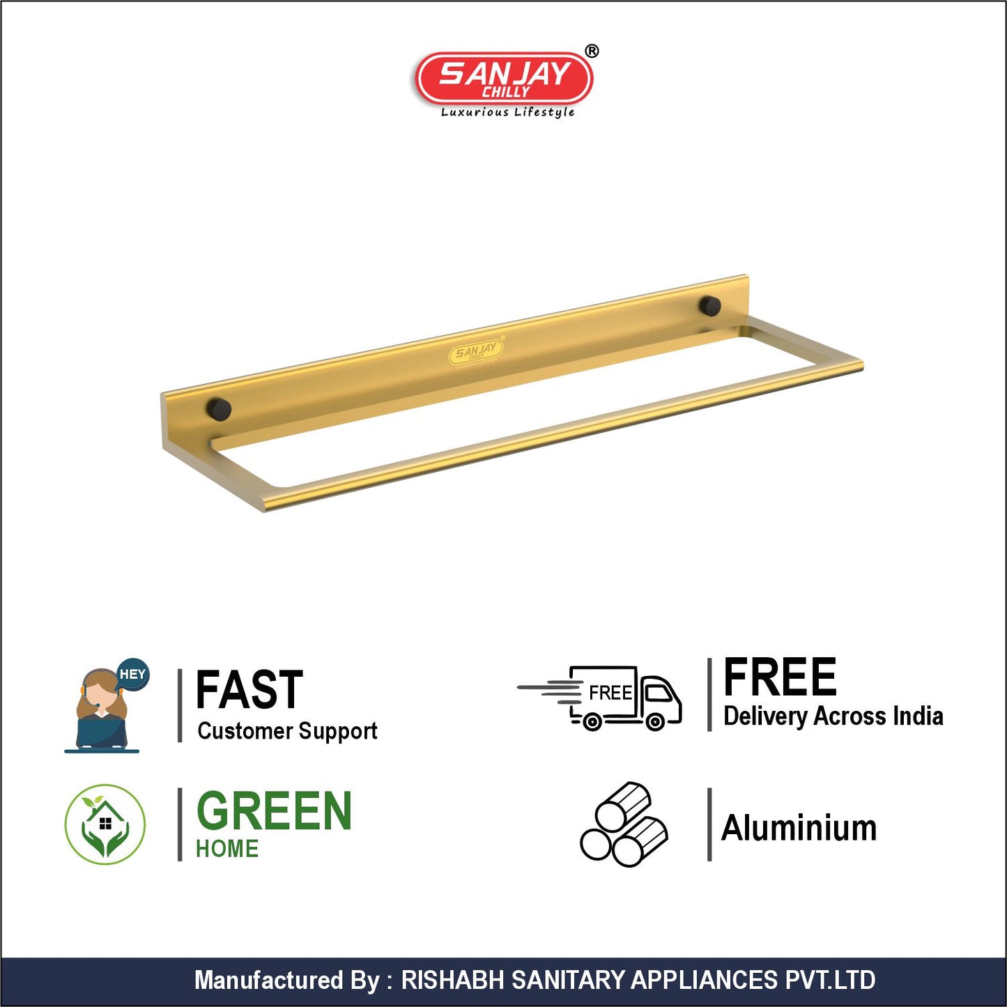 Towel Rod French Gold