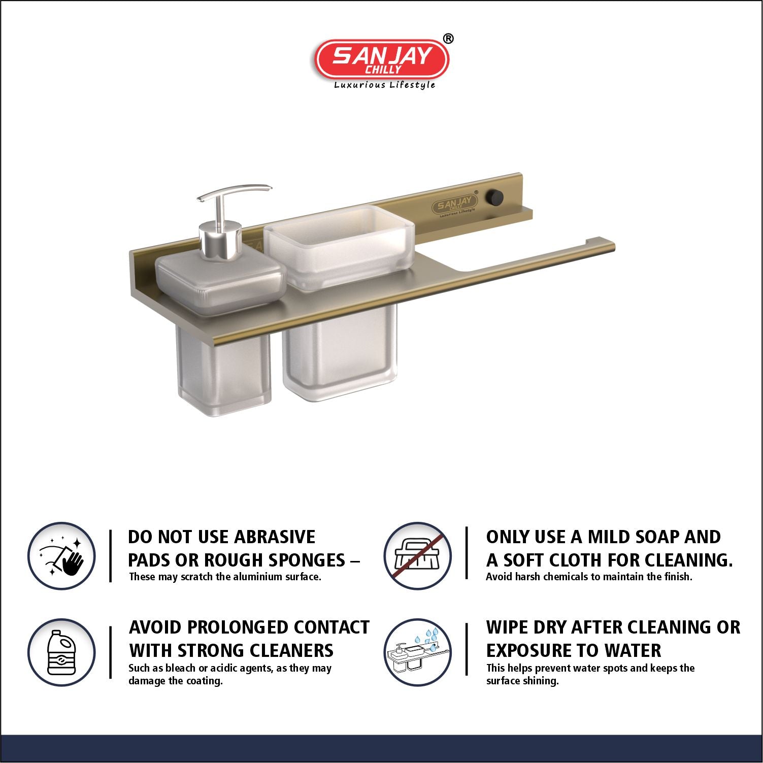 Soap Dispenser & Tumbler Holder With Towel Brushed Bronze