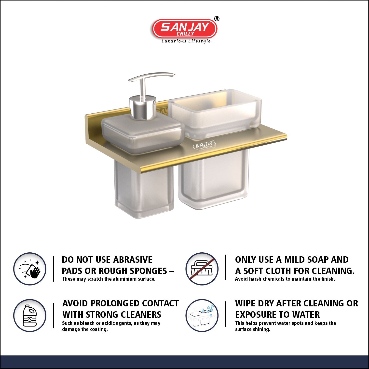 Soap Dispenser & Tumbler Holder Dual French Gold