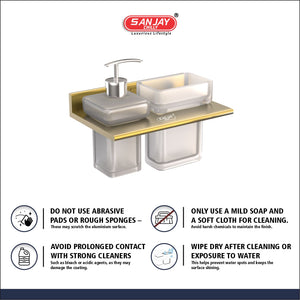 Soap Dispenser & Tumbler Holder Dual French Gold