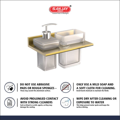 Soap Dispenser & Tumbler Holder Dual French Gold