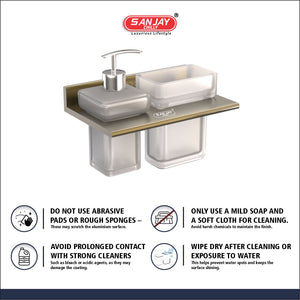 Soap Dispenser & Tumbler Holder Dual Brushed Bronze