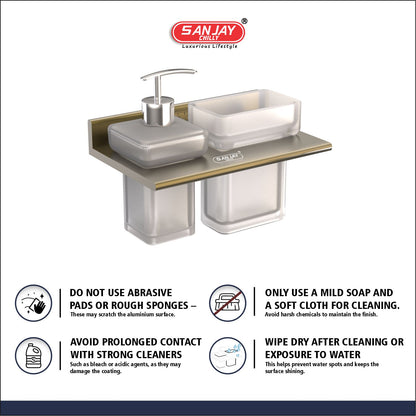 Soap Dispenser & Tumbler Holder Dual Brushed Bronze
