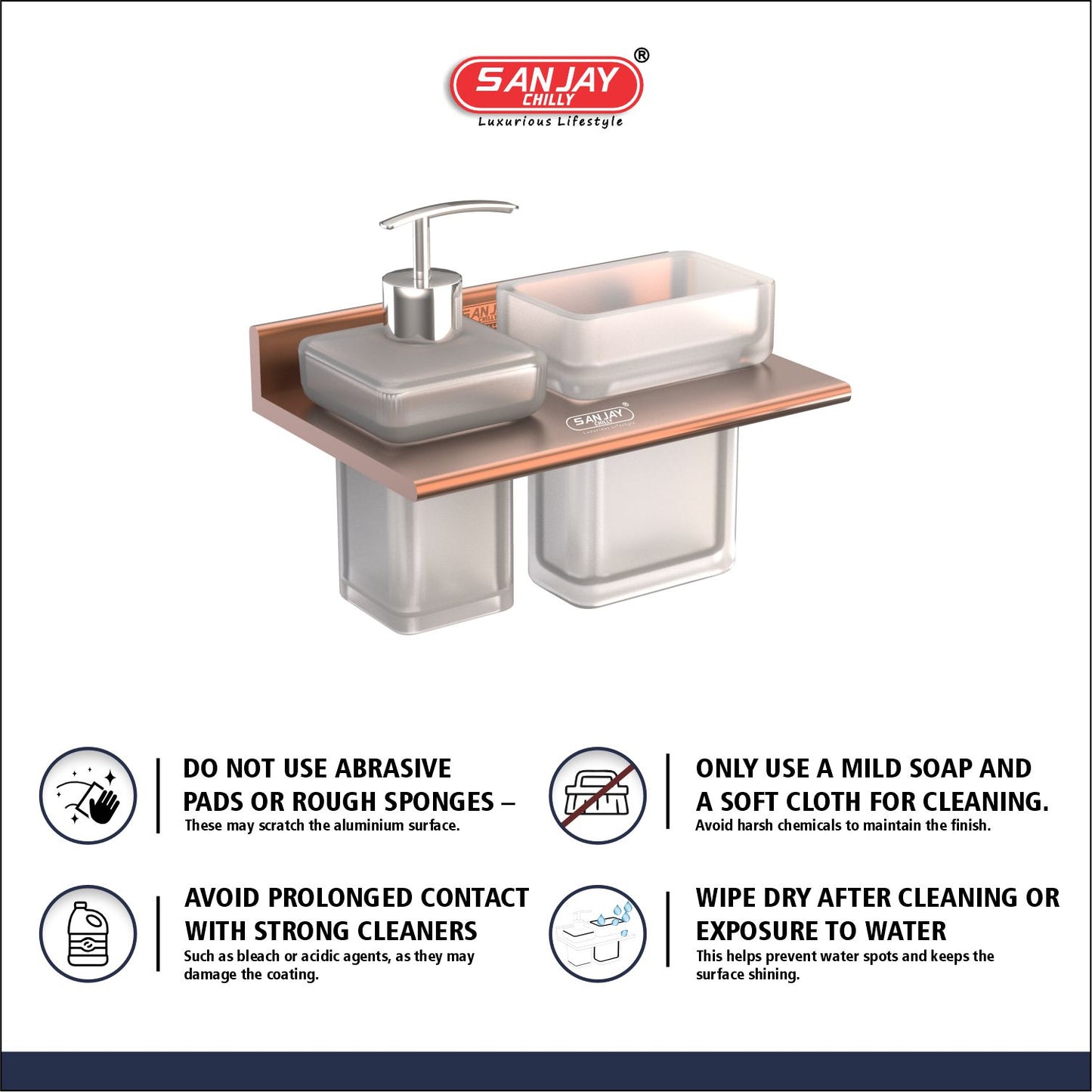 Soap Dispenser & Tumbler Holder Dual Rose Gold