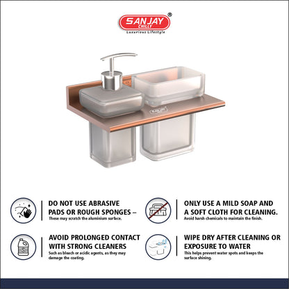 Soap Dispenser & Tumbler Holder Dual Rose Gold