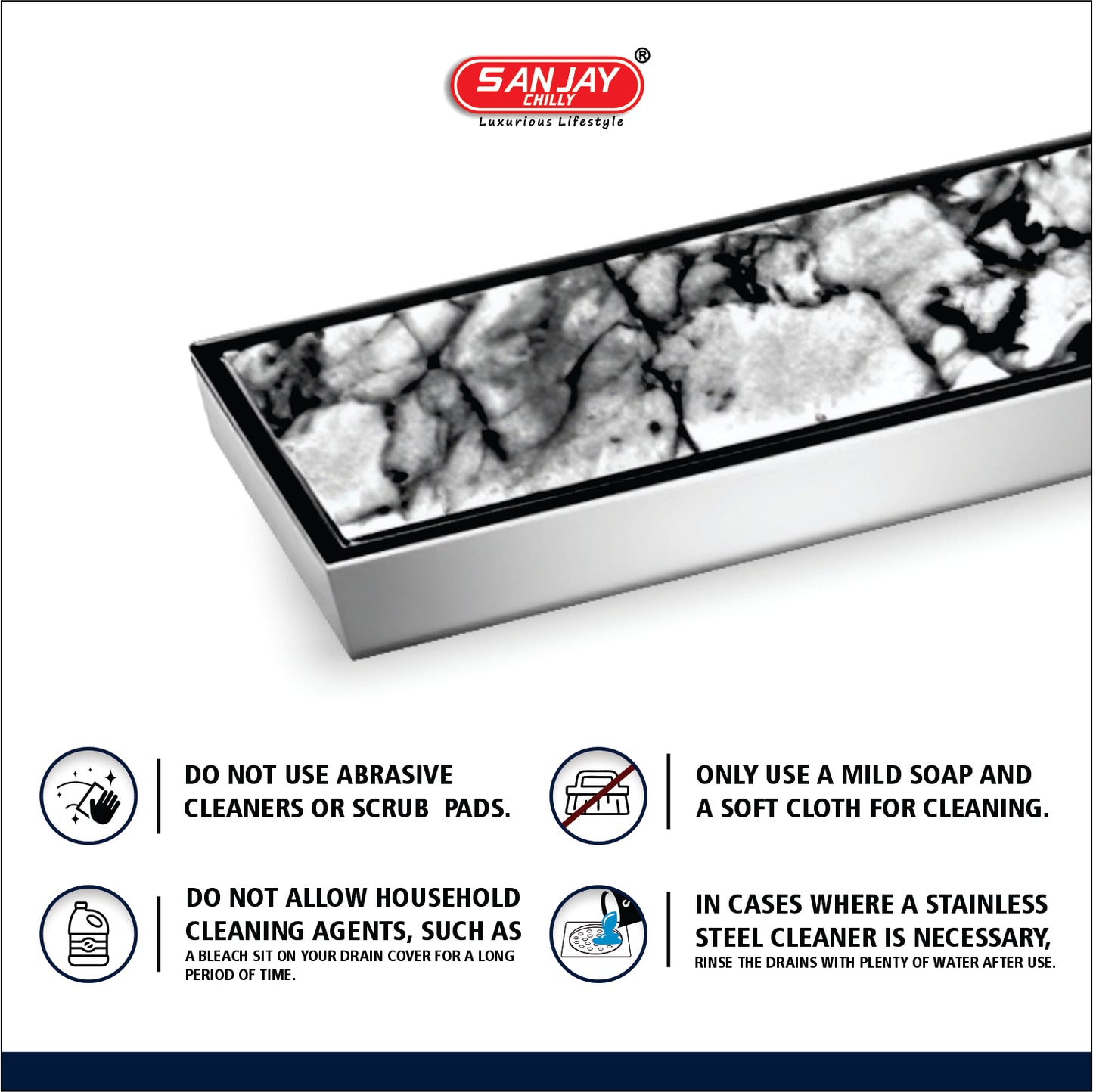 Shower Channel Marble Drainer