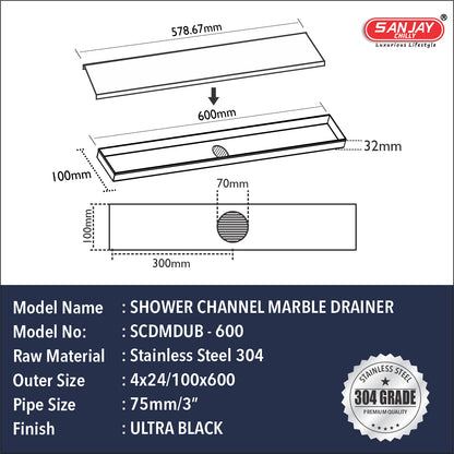 Marble Drainer Ultra Black