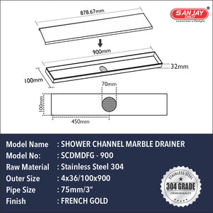 Marble Drainer French Gold
